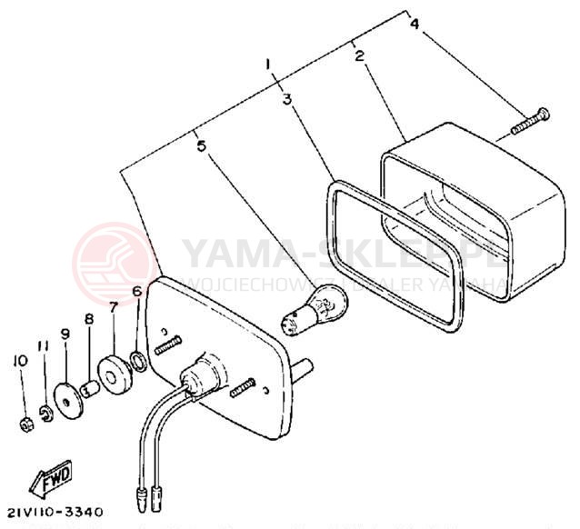 Schemat "lampa tył" do Yamaha MOTO-4 YFM200N