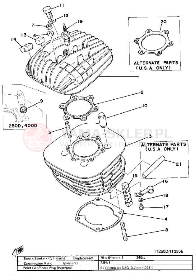 Schemat "głowica" do Yamaha IT250E/IT400E