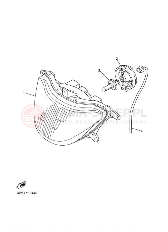 Schemat "Lampa przód" do Yamaha YZF600R YZF600RM/YZF600RMC