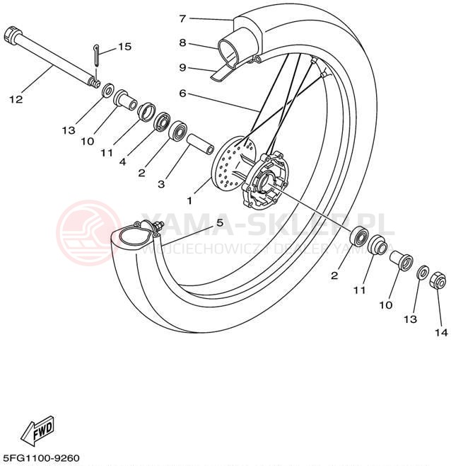 Schemat "Koło przód" do Yamaha TTR225 TTR225PC/TTR225P