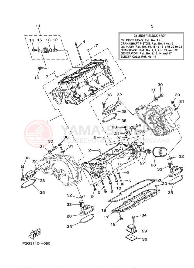 Schemat "Obudowa silnika" do Yamaha 212X FAT1100BJ/FAT1100AJ