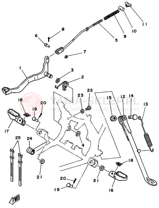 Schemat "Stopka postojowa i podnóżki" do Yamaha RT180H