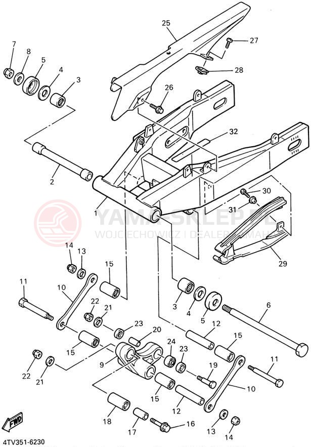 Schemat "wahacz" do Yamaha YZF600R YZF600RPC/YZF600RP