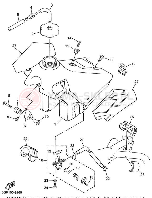 Schemat "zbiornik paliwa" do Yamaha YZ400FL