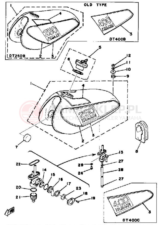 Schemat "zbiornik paliwa" do Yamaha DT250C/DT400C
