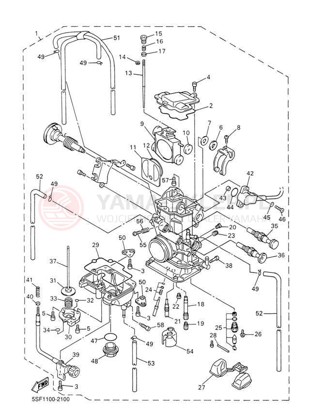 Schemat "Gaźnik" do Yamaha YZ426F YZ426FP