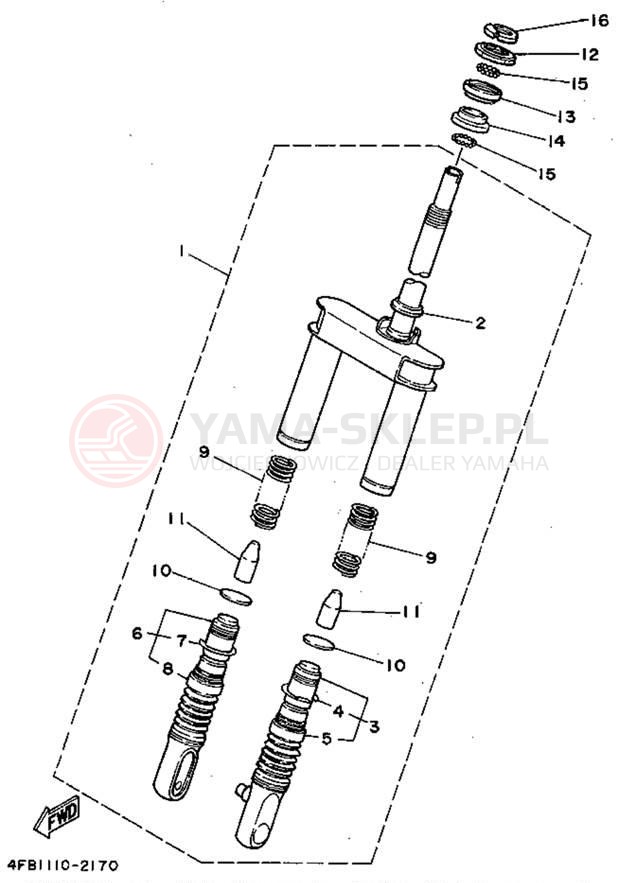 Schemat "Amortyzatory przód" do Yamaha JOG CY50F