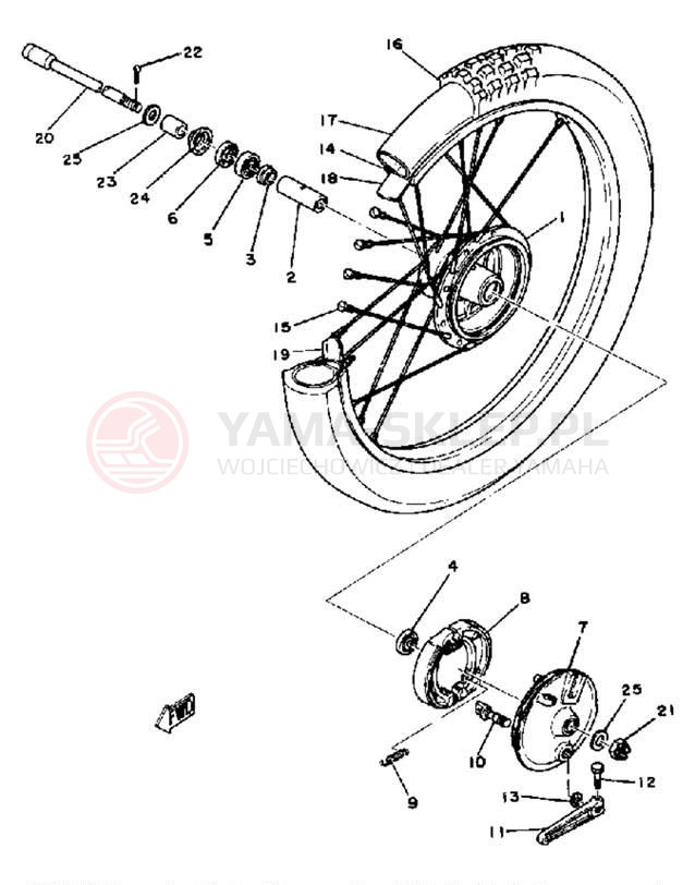Schemat "Koło przód" do Yamaha TT250H