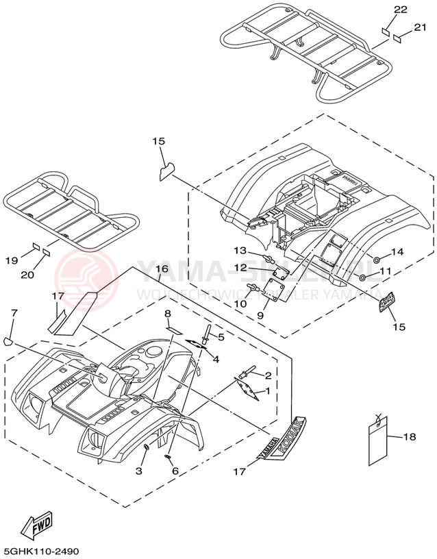 Schemat "naklejki" do Yamaha KODIAK 4WD YFM400FAP