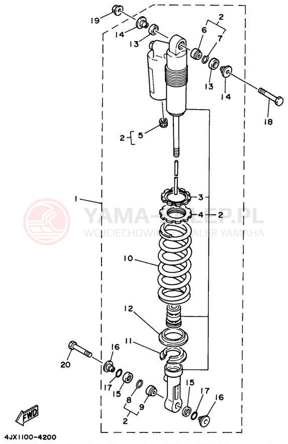 Schemat "zawieszenie tył" do Yamaha YZ125 YZ125J1