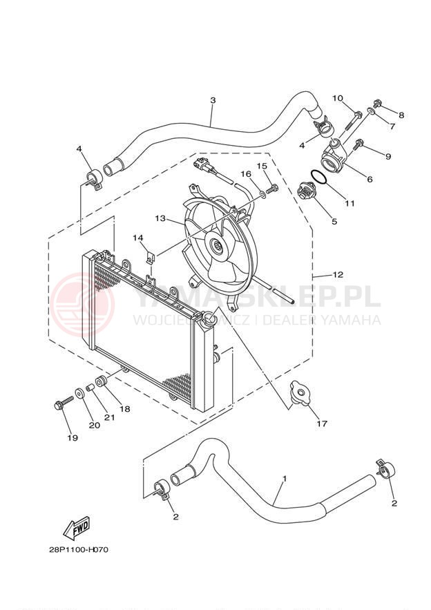 Schemat "Układ chlodzenia" do Yamaha GRIZZLY 700 EPS 4WD YFM7FGPAL