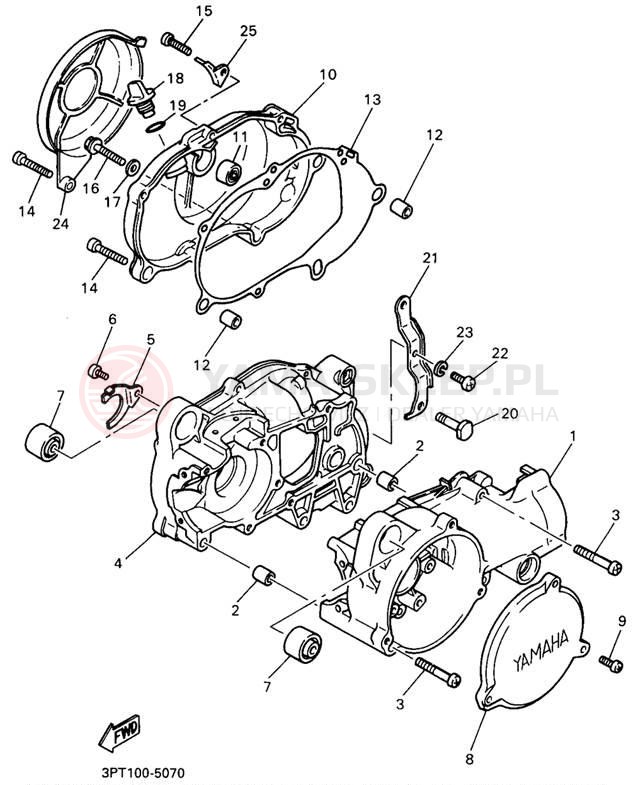Schemat "Obudowa silnika" do Yamaha PW50J1