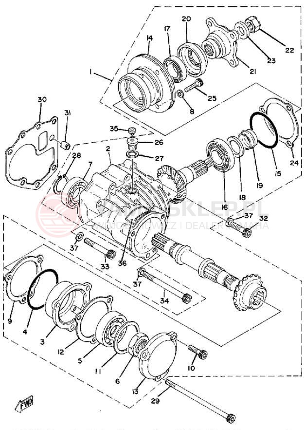Schemat "Przeniesienie napędu" do Yamaha XS850SG