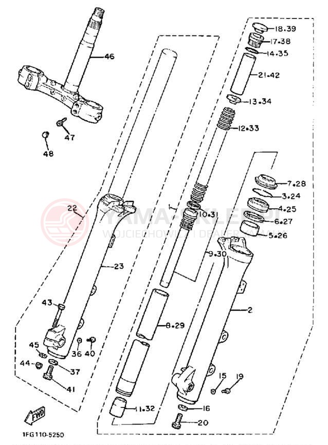 Schemat "Amortyzatory przód" do Yamaha MAXIM XJ700N/XJ700NC