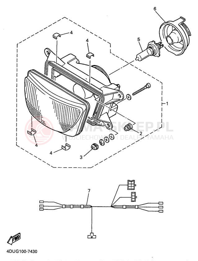 Schemat "Lampa przód" do Yamaha SECA II XJ600SJ/XJ600SJC