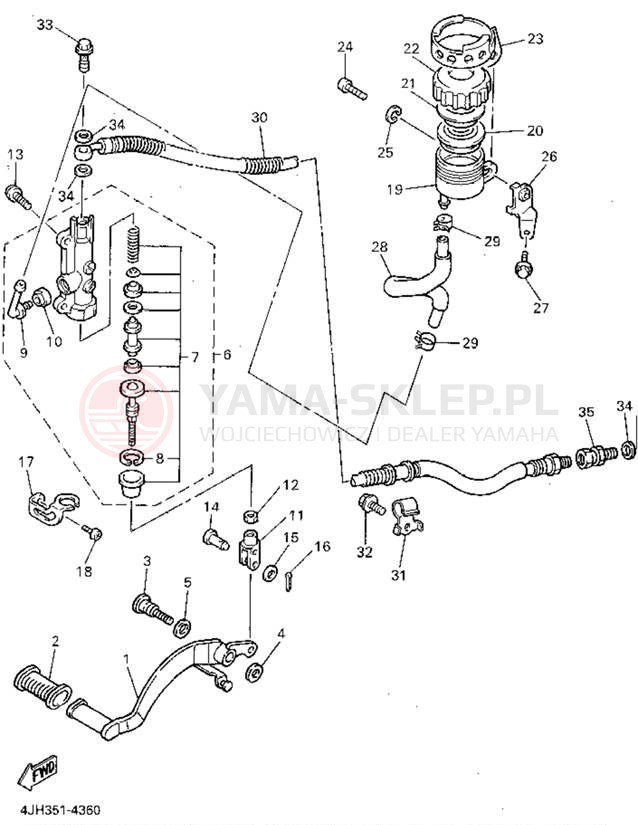 Schemat "Pompa hamulcowa tył" do Yamaha YZF600RGC