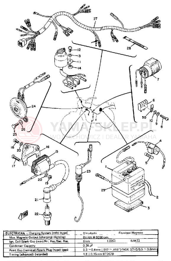 Schemat "układ elektryczny" do Yamaha GT80MXB/GT80B