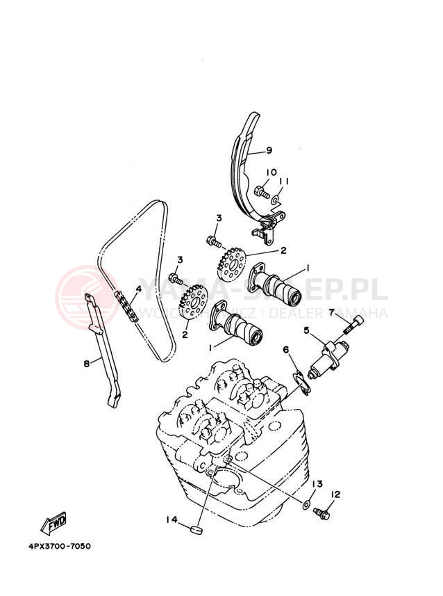 Schemat "Rozrząd - łańcuszek" do Yamaha TT-R250 TTR250SC/TTR250S