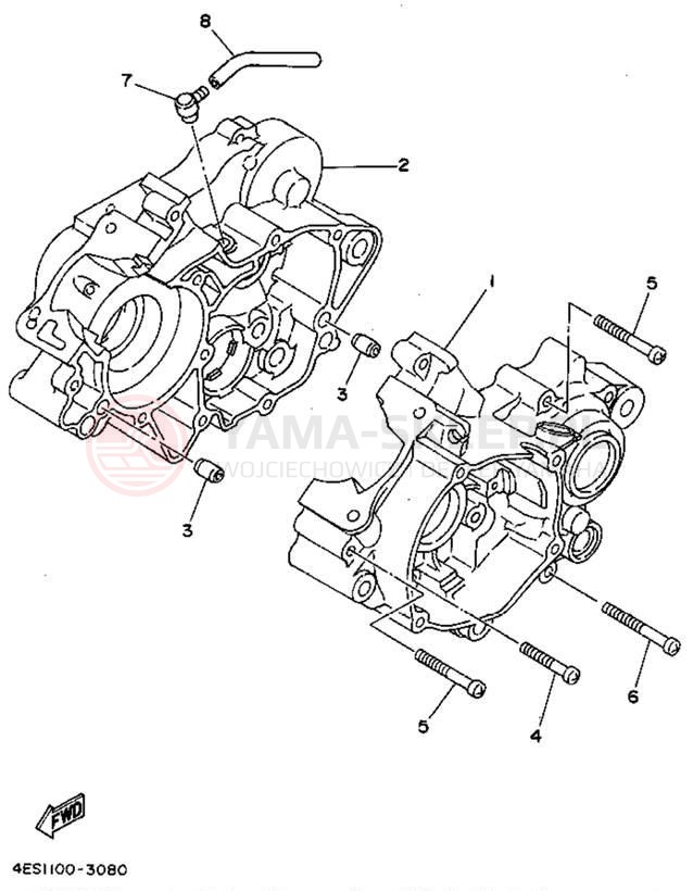 Schemat "Obudowa silnika" do Yamaha YZ80F1