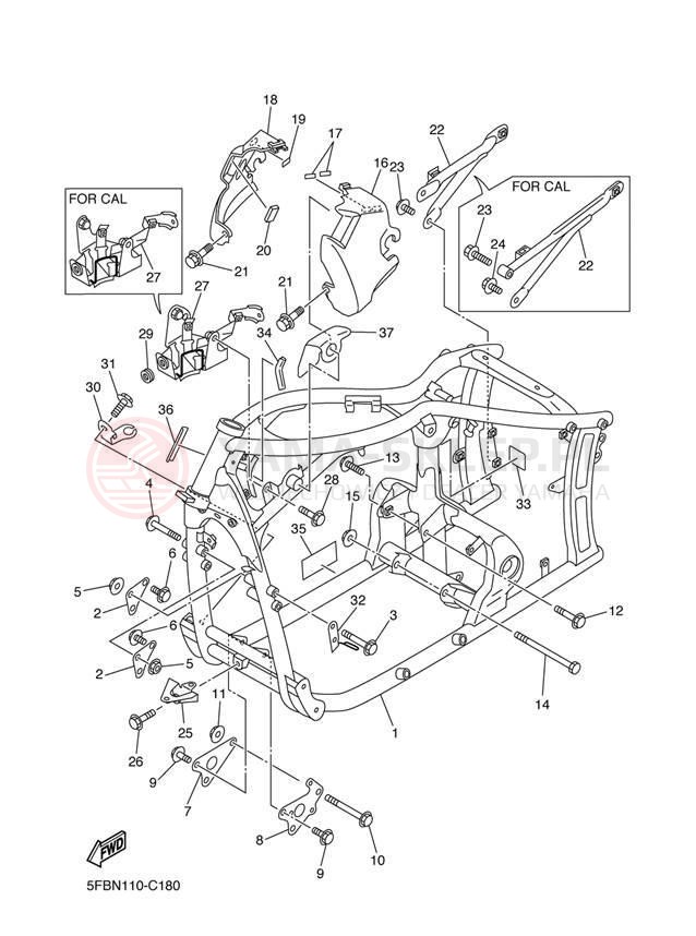 Schemat "rama" do Yamaha V STAR CUSTOM XVS65S/XVS65SC