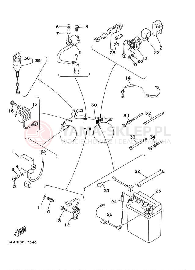 Schemat "układ elektryczny" do Yamaha BREEZE YFA1M/YFA1MC