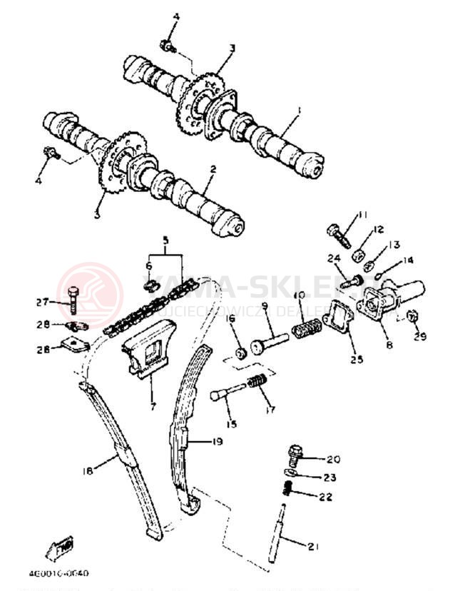 Schemat "Rozrząd - łańcuszek" do Yamaha XJ550H