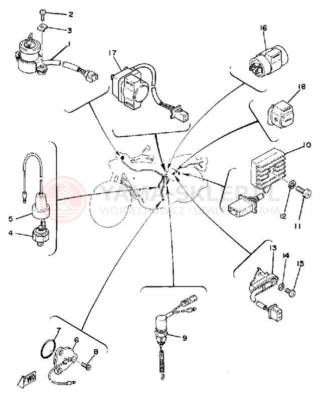 Schemat "układ elektryczny" do Yamaha XS500 XS500E
