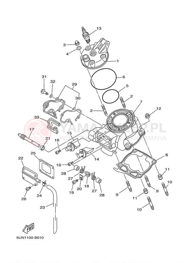 Schemat "głowica" do Yamaha YZ125 YZ125R