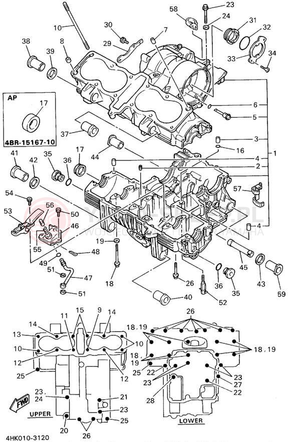 Schemat "Obudowa silnika" do Yamaha SECA II XJ600SFC/XJ600SF