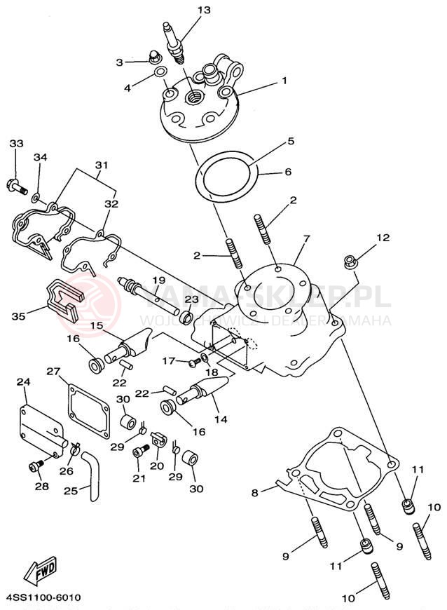 Schemat "głowica" do Yamaha YZ125 YZ125J1