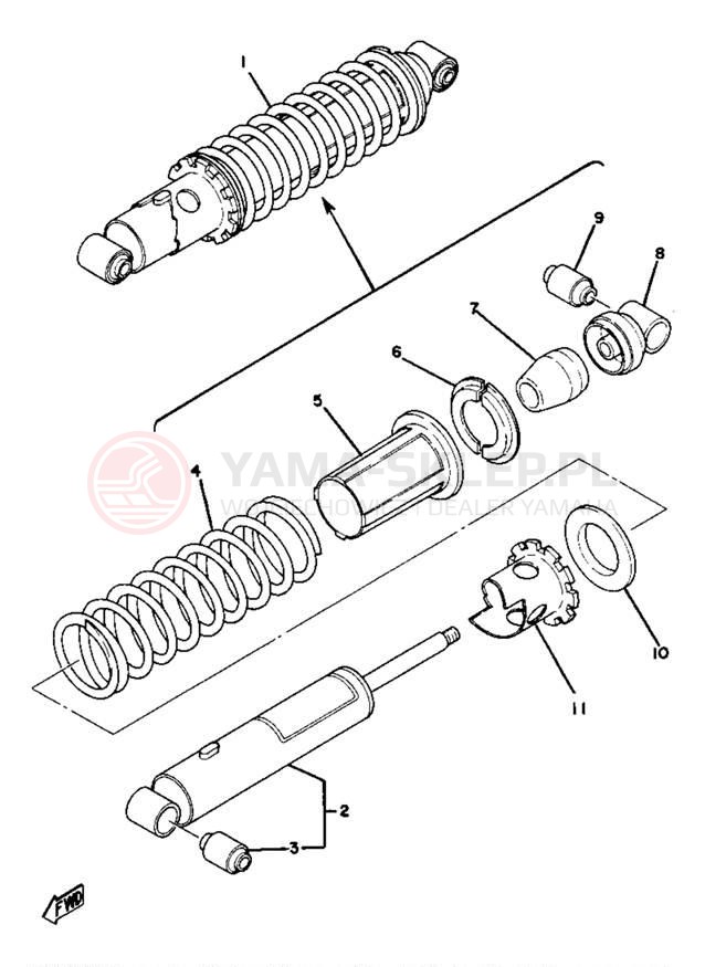 Schemat "Amortyzator tylny" do Yamaha YZ80F