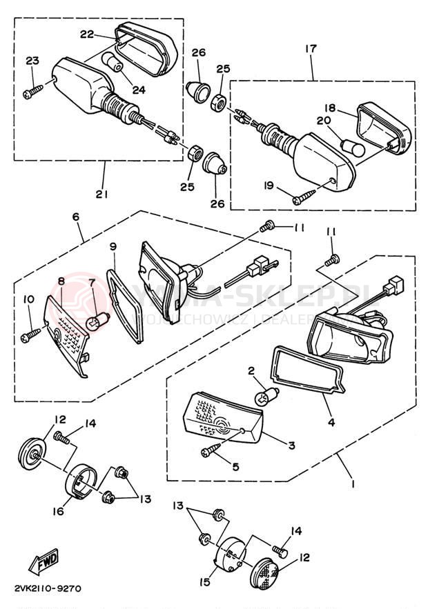 Schemat "kierunkowskazy" do Yamaha JOG CY50J