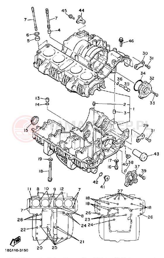 Schemat "Obudowa silnika" do Yamaha XJ650LJ