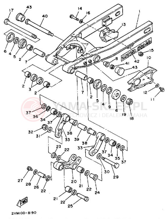 Schemat "wahacz" do Yamaha YZ250U