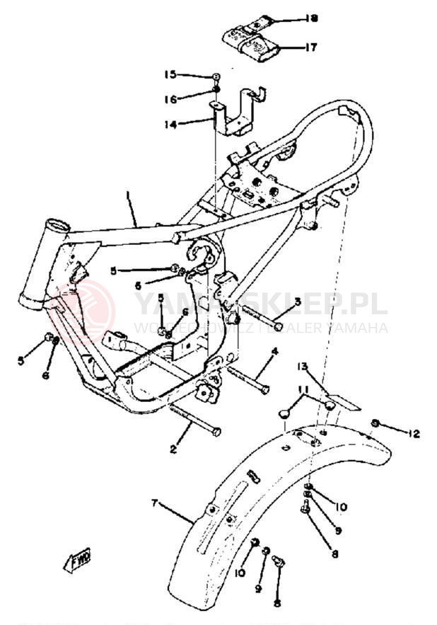 Schemat "Rama- tylny błotnik" do Yamaha GTMXC/GT80C