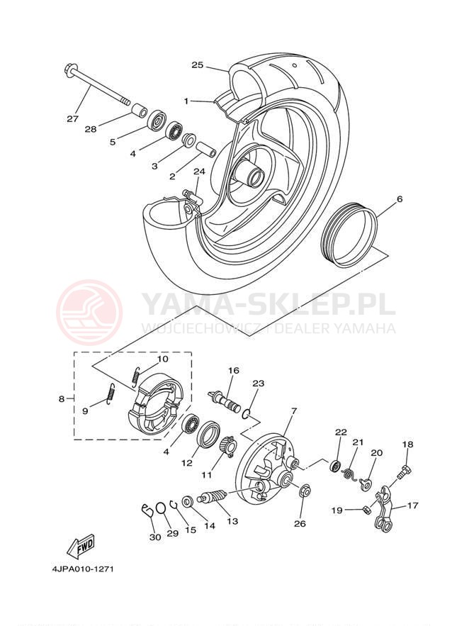 Schemat "Koło przód" do Yamaha VINO YJ50RS