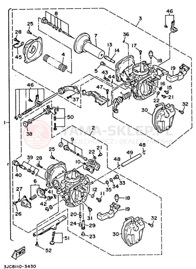 Schemat "Gaźnik" do Yamaha VIRAGO 535 XV535E/XV535EC