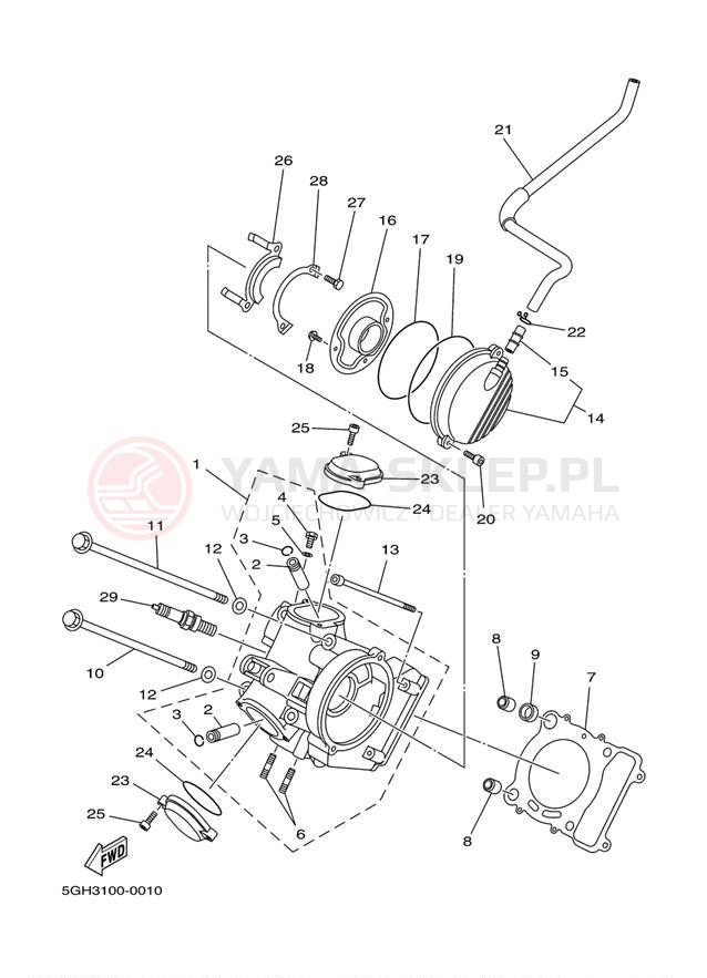 Schemat "głowica" do Yamaha KODIAK 2WD YFM400AN