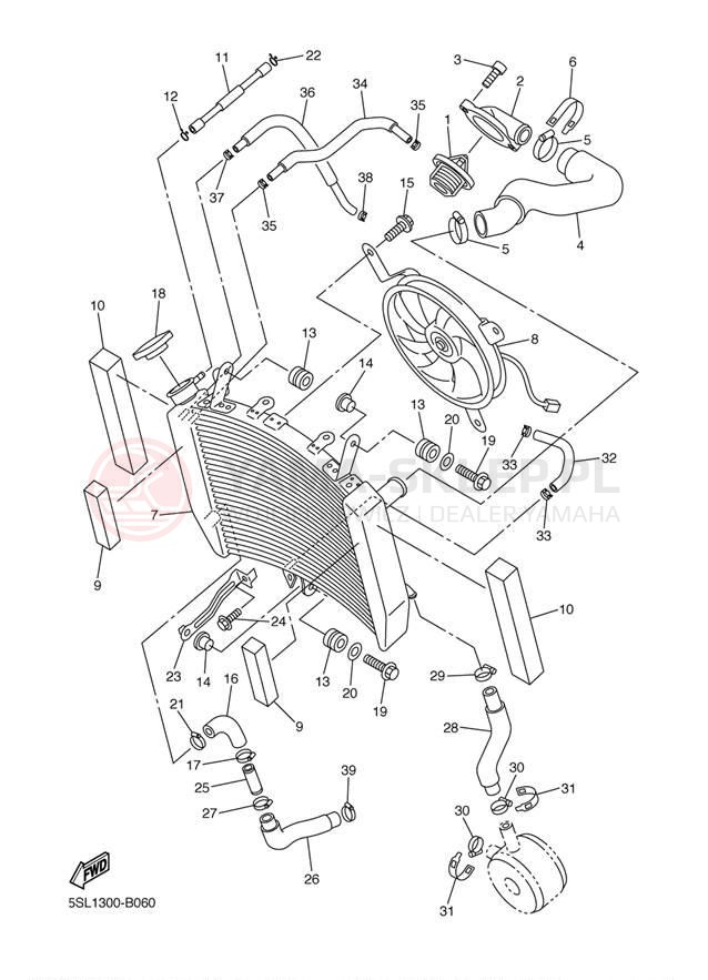 Schemat "Układ chlodzenia" do Yamaha YZFR6 YZFR6R/YZFR6RC
