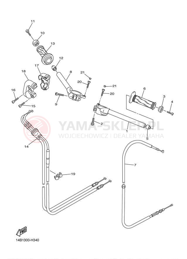 Schemat "Kierownica i osprzęt" do Yamaha YZFR1 LE YZFR1LEZ/YZFR1LEZC
