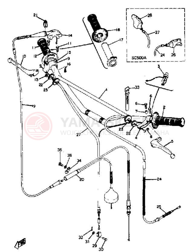 Schemat "Kierownica i osprzęt" do Yamaha SC500