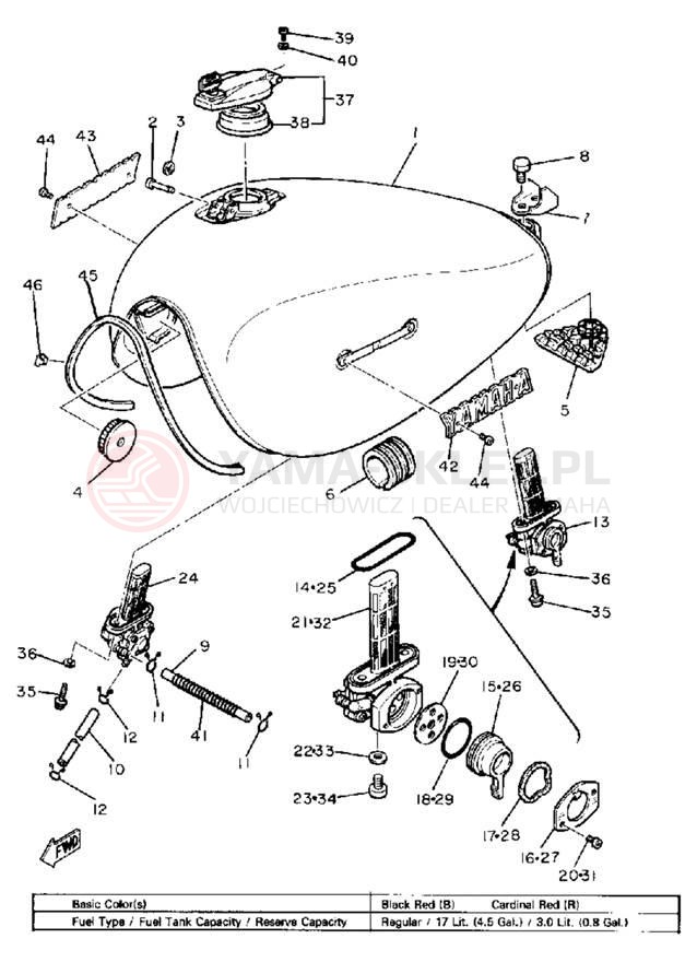 Schemat "zbiornik paliwa" do Yamaha XS850SH