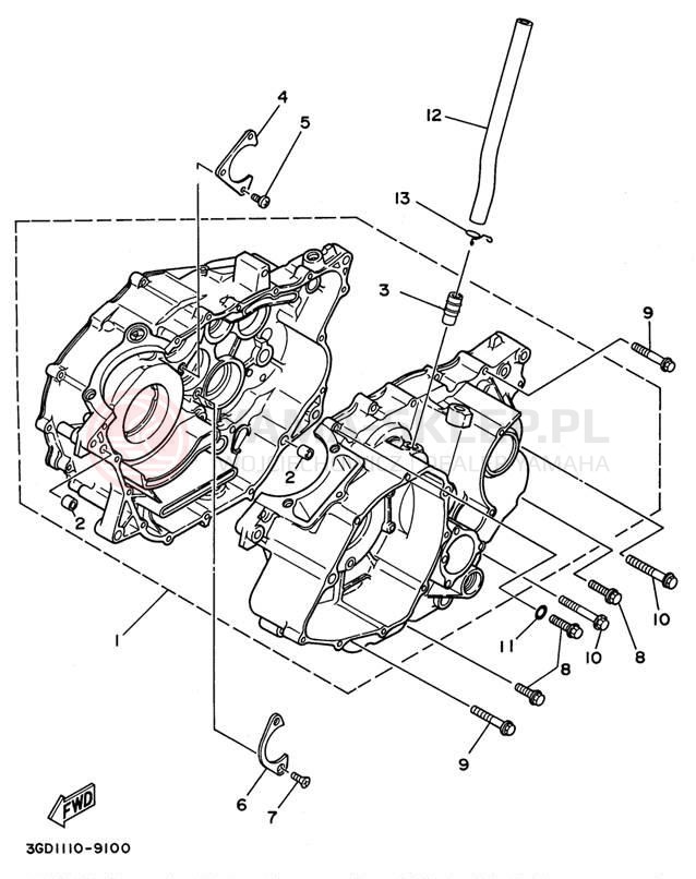 Schemat "Obudowa silnika" do Yamaha WARRIOR YFM350XH_M