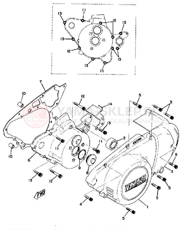 Schemat "Pokrywa silnika" do Yamaha TX750A