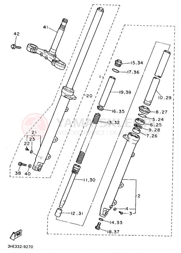 Schemat "Amortyzatory przód" do Yamaha FZR600RBC