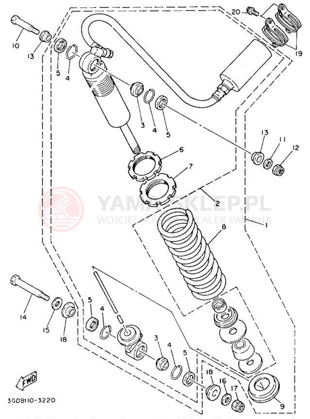 Schemat "zawieszenie tył" do Yamaha WARRIOR YFM350XE_M