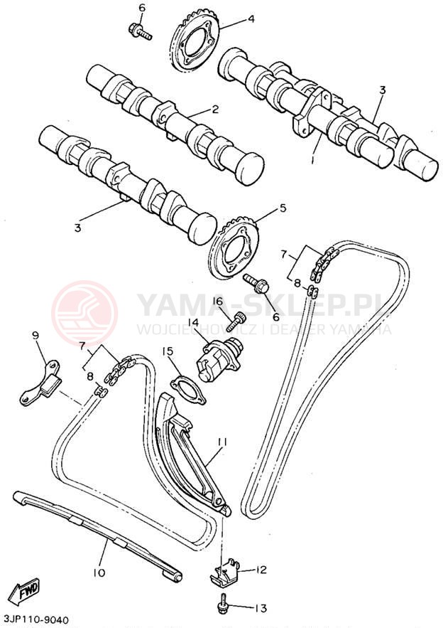 Schemat "Rozrząd - łańcuszek" do Yamaha V-MAX 1200 VMX12FC/VMX12F
