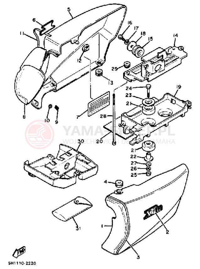 Schemat "Tylny błotnik" do Yamaha XV920RJ