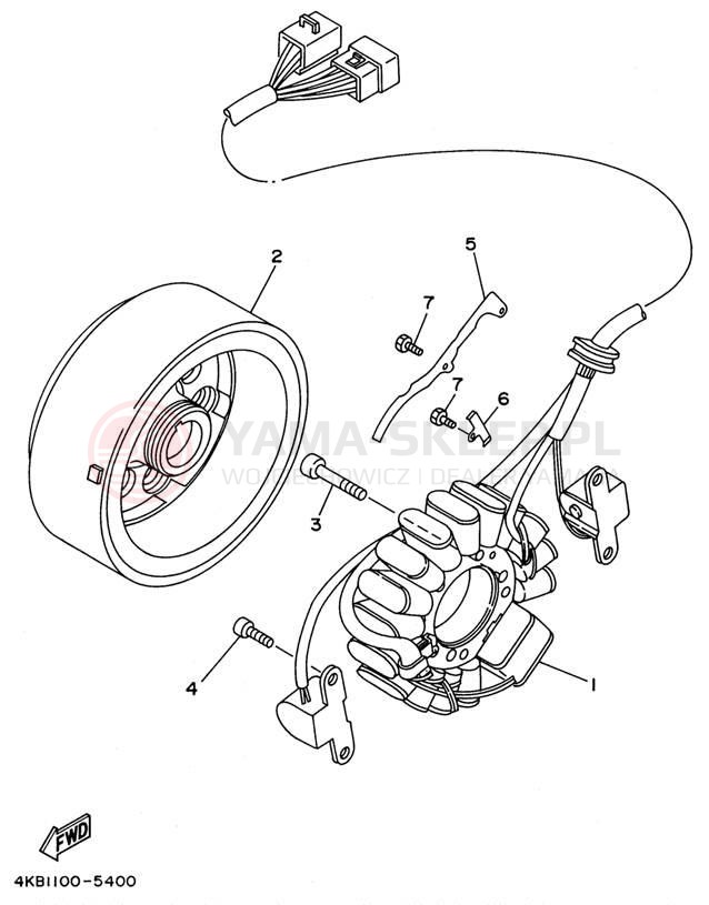Schemat "prądnica" do Yamaha WOLVERINE 4WD YFM350FXH_