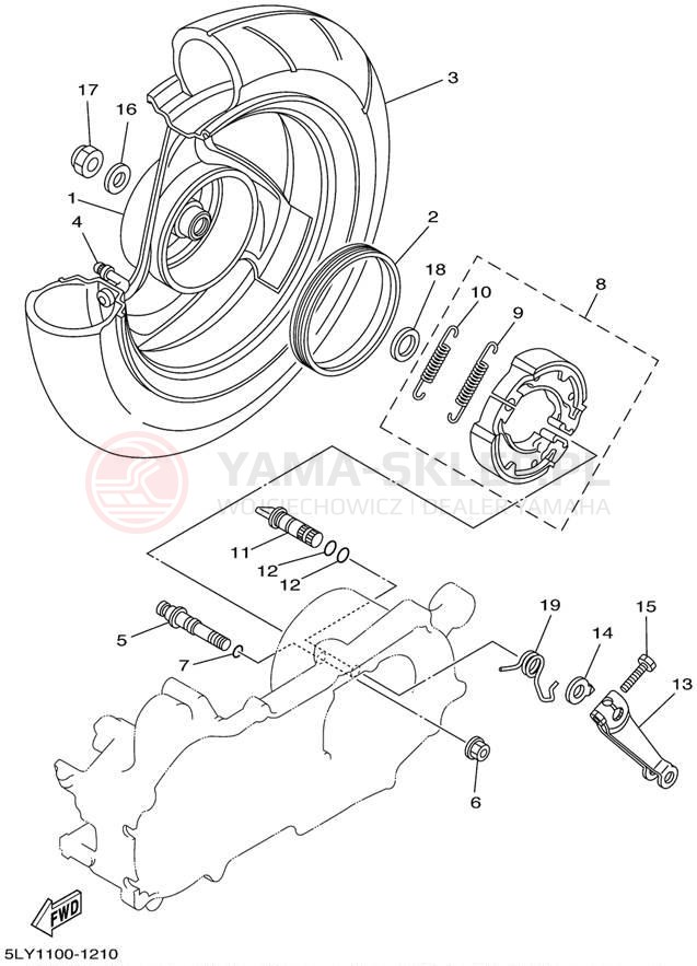 Schemat "Koło tył" do Yamaha VINO YJ50RN